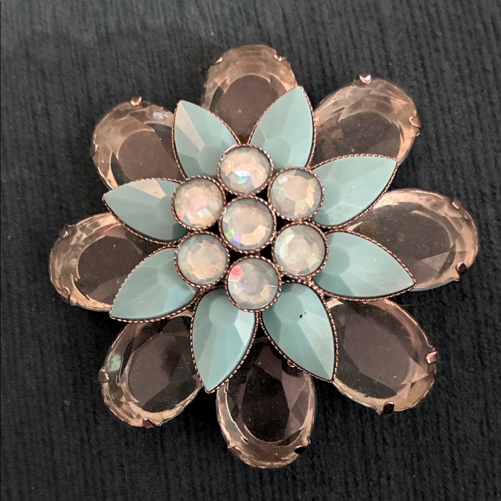 Floral Gemstone Brooch Vintage